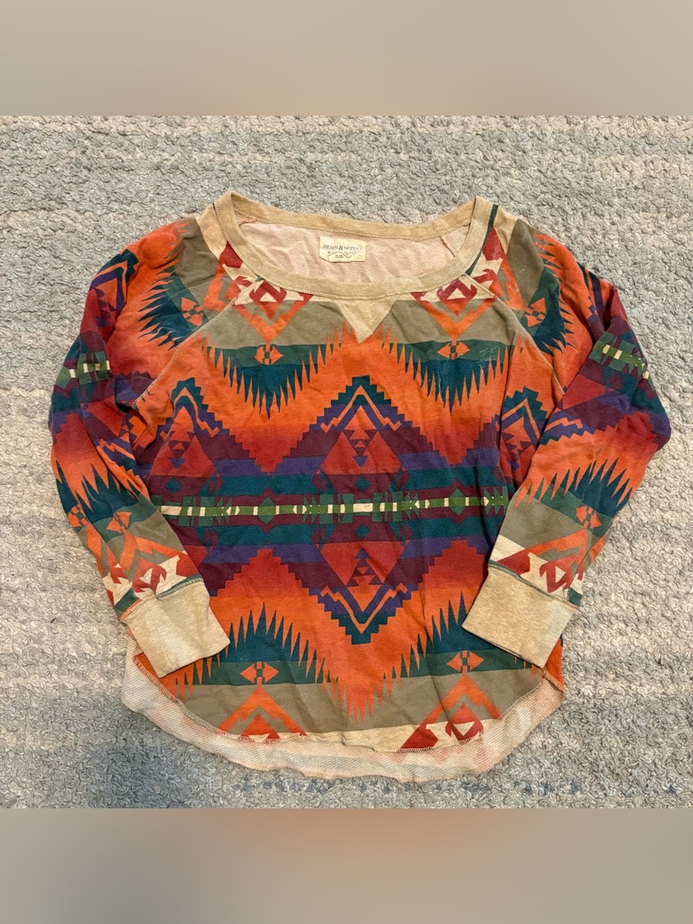 Denim & Supply Ralph Lauren Southwestern Aztec Cotton Sweatshirt Top Size S
